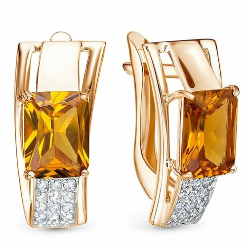 фото Серьги maskom, красное золото, 585 проба, аметист, фианит маском