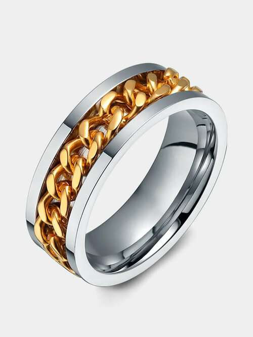 Кольцо , нержавеющая сталь, размер 21, золотой