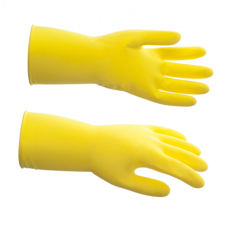 Перчатки латексные КЩС, прочные, х/б напыление, размер 7 S, малый, желтые, HQ Profiline, 73581