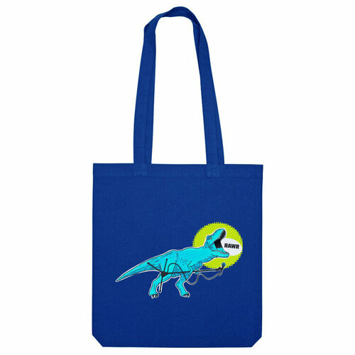 Сумка шоппер Us Basic, синий мужская футболка динозавр с микрофоном в караоке 2xl темно синий