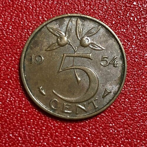 Монета Нидерланды 5 Центов 1954 год Королева Юлиана # 4-4