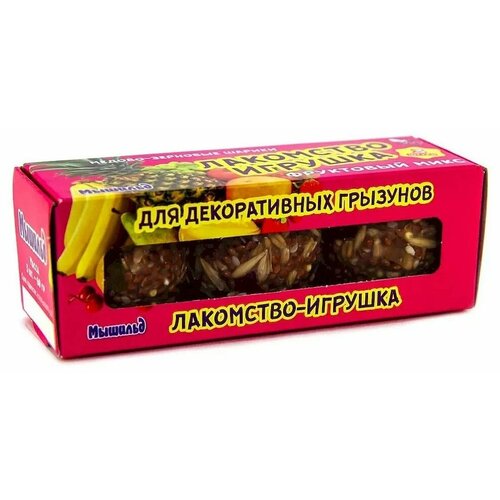 Медово-зерновые шарики для грызунов фруктовый мик, 60г*1уп