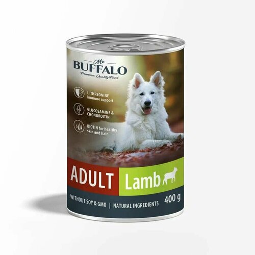 Mr.Buffalo, ADULT, консервированный корм для собак, Ягненок 400г