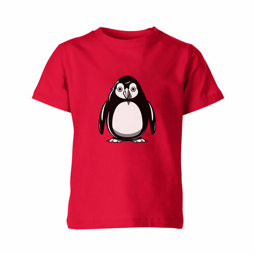 детская футболка маленький пингвин 116 белый Футболка Us Basic, размер 8, красный