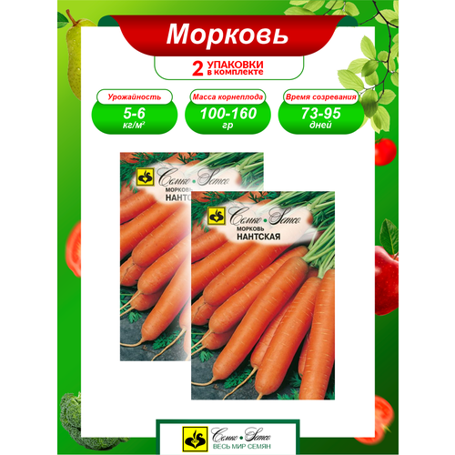 Семена Морковь Нантская 4 раннеспелые 2 гр. х 2 уп.