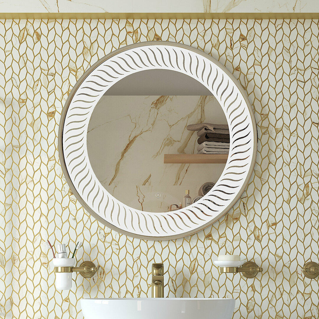 Зеркало для ванной MISTY Стайл 77х77 см с подсветкой белое - фото №3
