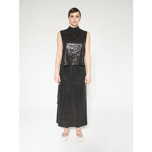 Юбка OYK, миди, пояс на резинке, размер 46, черный