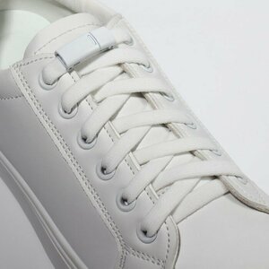 ONLITOP Шнурки для обуви, на магнитах, пара, с плоским сечением и фиксатором, 100 см, цвет белый
