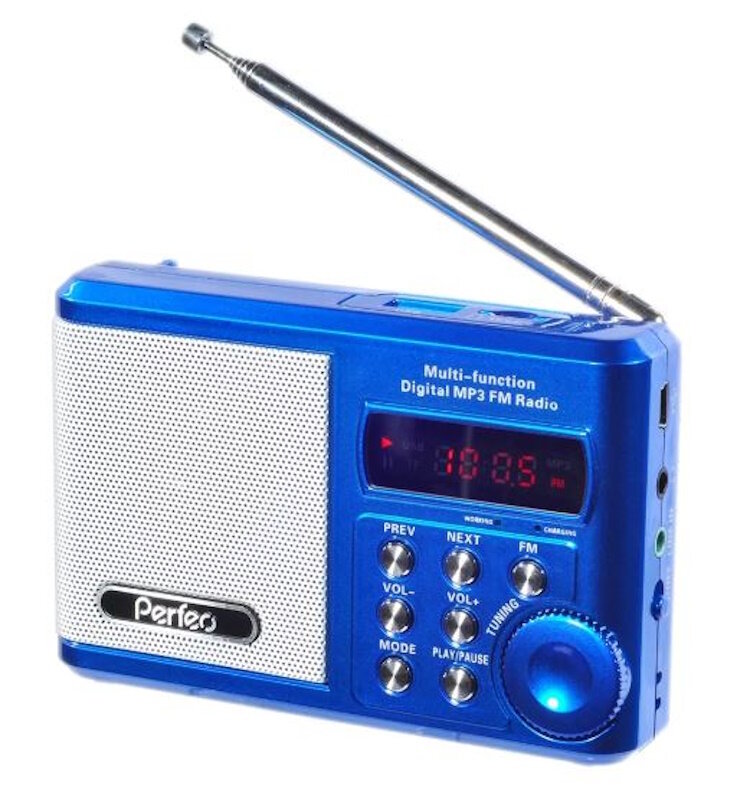 Радиоприемник Perfeo Music Sound Ranger, FM, MP3, USB, microSD In/Out ридер, BL-5C 1000mAh, синий PF_3183