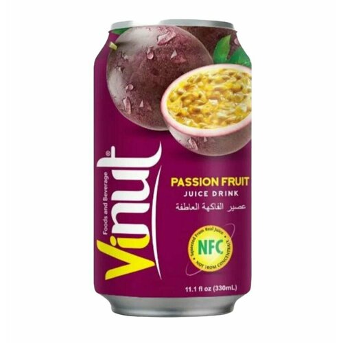 Сокосодержащий напиток Vinut Passion Fruit Juice (Винут Сок Маракуйя) | Упаковка 6 шт, ж/б 0,33 л.