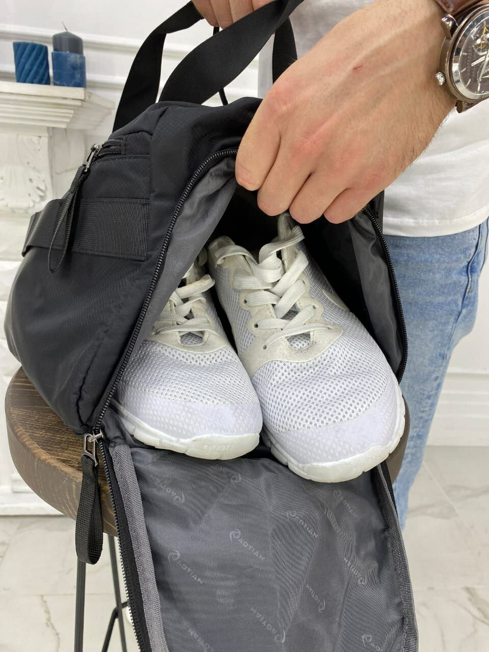 Спортивная сумка; дорожная сумка; ручная кладь; 3062 черная - фотография № 14