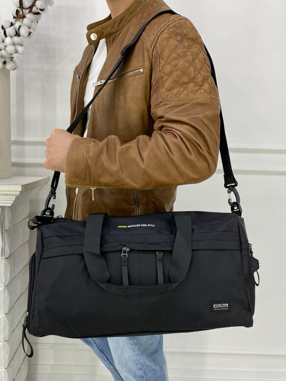 Спортивная сумка; дорожная сумка; ручная кладь; 3062 черная - фотография № 17