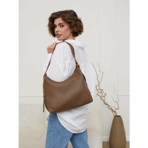 фото Сумка хобо jane's story, фактура зернистая, коричневый