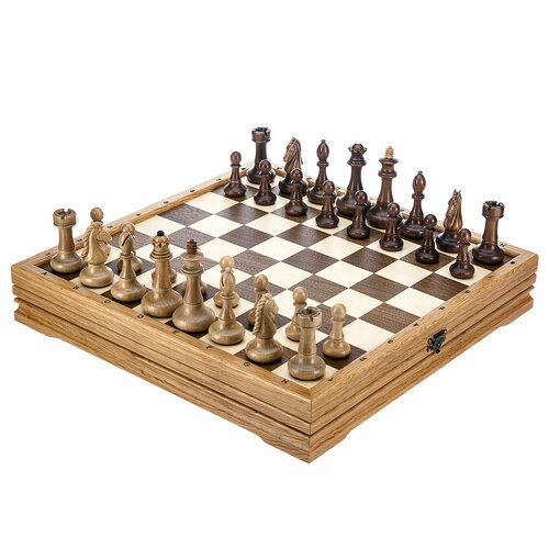 Шахматный ларец с деревянными фигурами 37х37 см шахматный ларец с ящиками амберрегион yantar20