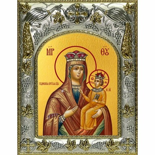 Икона Божья Матерь Рудневская, 14x18 в серебряном окладе, арт вк-5003