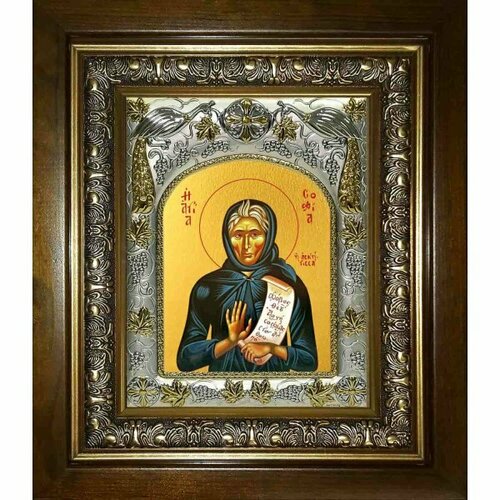 Икона София Хотокуриду, 14x18 см, в деревянном киоте 20х24 см, арт вк-2587