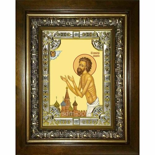 Икона Василий Блаженный, 18x24 см, со стразами, в деревянном киоте, арт вк-1600