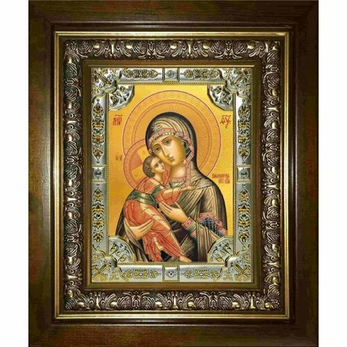 Икона Богородица Владимирская, 18x24 см, со стразами, в деревянном киоте, арт вк-2866