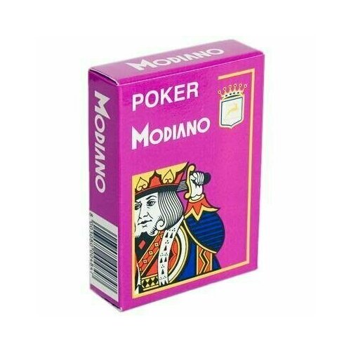 Карты игральные пластиковые 55 шт. Modiano Cristallo для покера, 100% пластик, фиолетовый