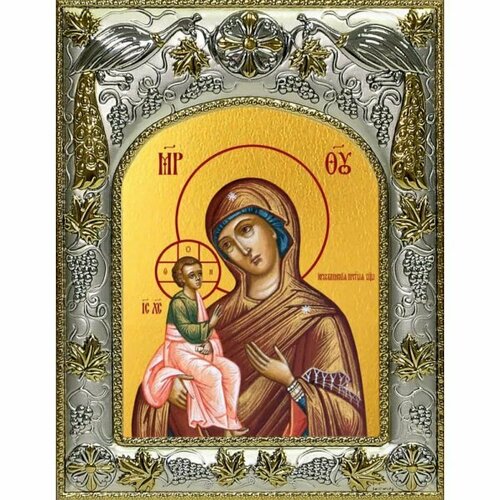 Икона Божьей Матери Иерусалимская 14x18 в серебряном окладе, арт вк-2995 икона божьей матери иерусалимская 14x18 в серебряном окладе арт вк 2948