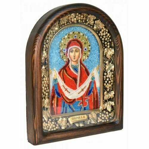 Икона Божией Матери Покров Пресвятой Богородицы из бисера, арт ДИ-024