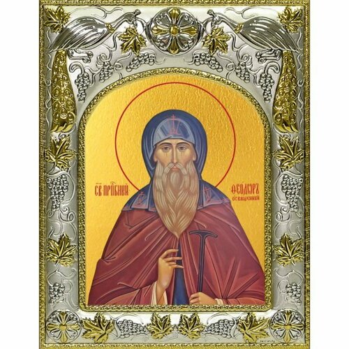 Икона Феодор (Федор) Освященный, 14x18 в серебряном окладе, арт вк-4508