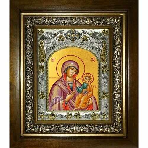 Икона Божья Матерь Ченстоховская, 14x18 см, в деревянном киоте 20х24 см, арт вк-5213