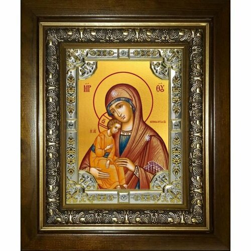 Икона Божьей Матери Миасинская, 18x24 см, со стразами, в деревянном киоте, арт вк-3254 икона божьей матери покров 18x24 см со стразами в деревянном киоте арт вк 3260