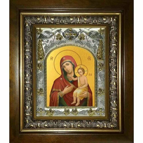 Икона Божья Матерь Воспитание, 14x18 см, в деревянном киоте 20х24 см, арт вк-2769