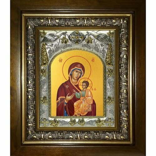 Икона Божьей Матери Иверская, 14x18 см, в деревянном киоте 20х24 см, арт вк-3073
