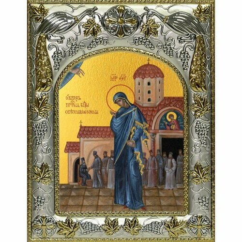 Икона Божьей Матери Светоявленная, 14x18 в серебряном окладе, арт вк-5004