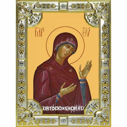 Икона Богоматерь Деисусная серебро 18 х 24 со стразами, арт вк-2822