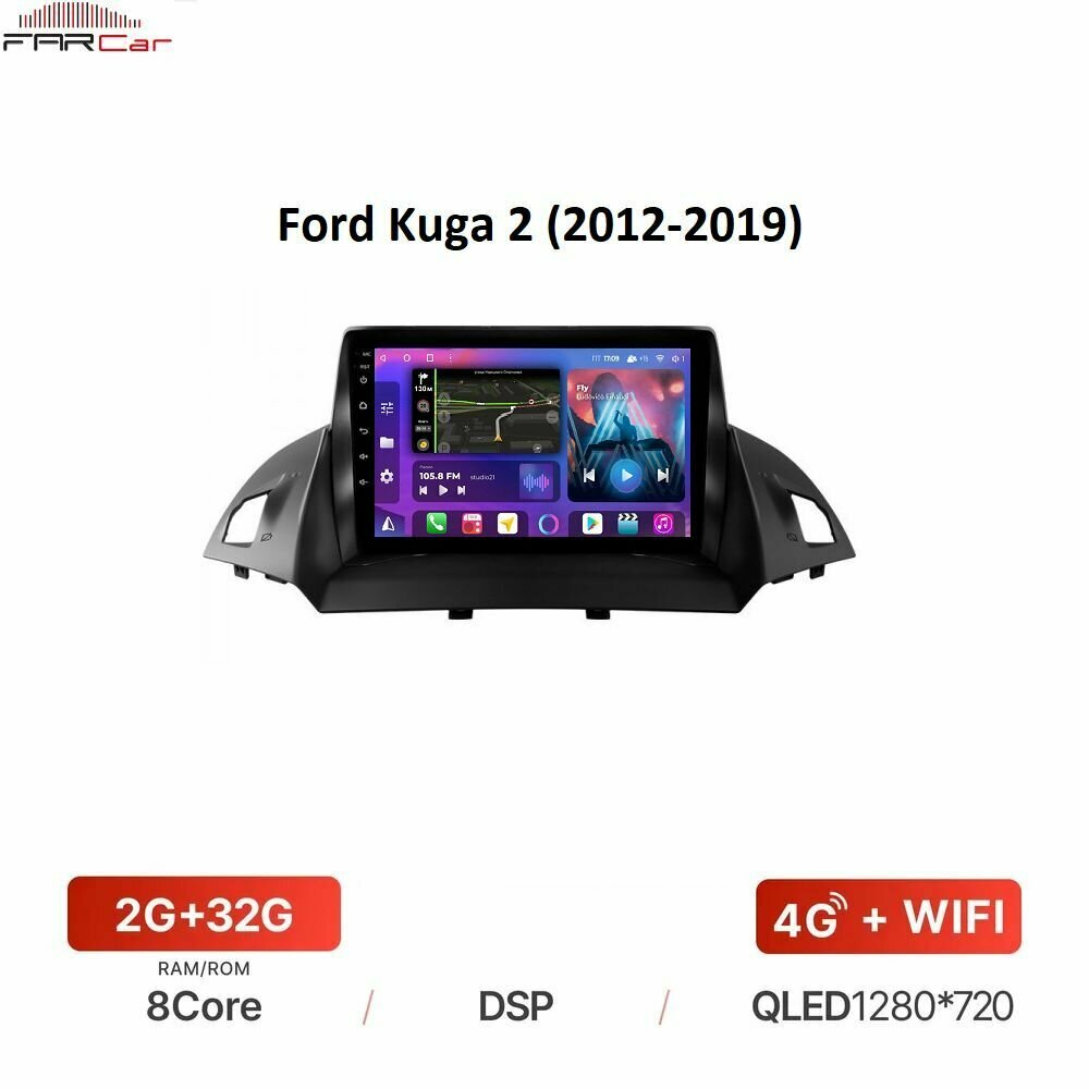 Штатная магнитола FarCar для Ford Kuga 2 (2012-2019) на Android 12
