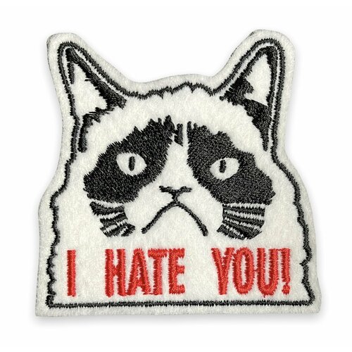 Патч кот I hate you значок деревянный брошь кот i hate you grumpy cat