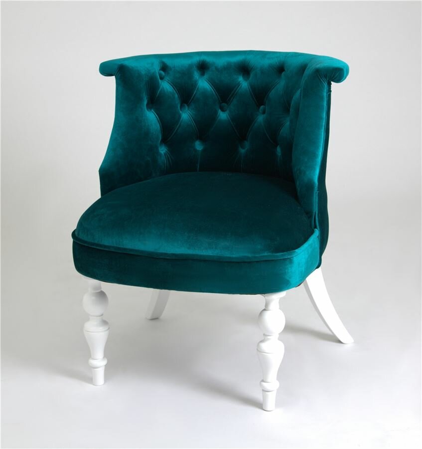 Кресло Бархат (эмаль белая / 23 - изумрудный)