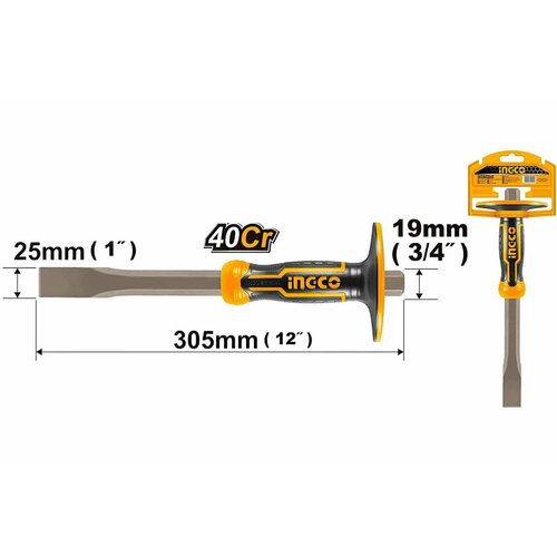 Плоское зубило с протектором 305х19х25 мм INGCO INDUSTRIAL HCCL852519 1040₽