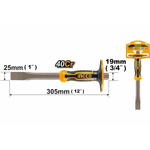 Плоское зубило с протектором 305х19х25 мм INGCO INDUSTRIAL HCCL852519