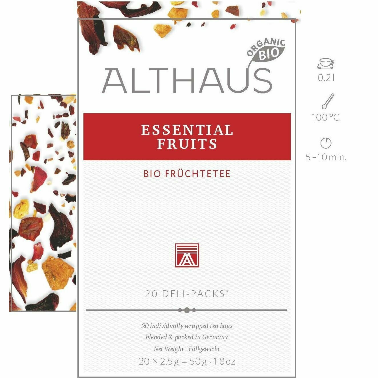 Напиток чайный Althaus Essential Fruits, в пакетиках 20х2,5г. - фотография № 3
