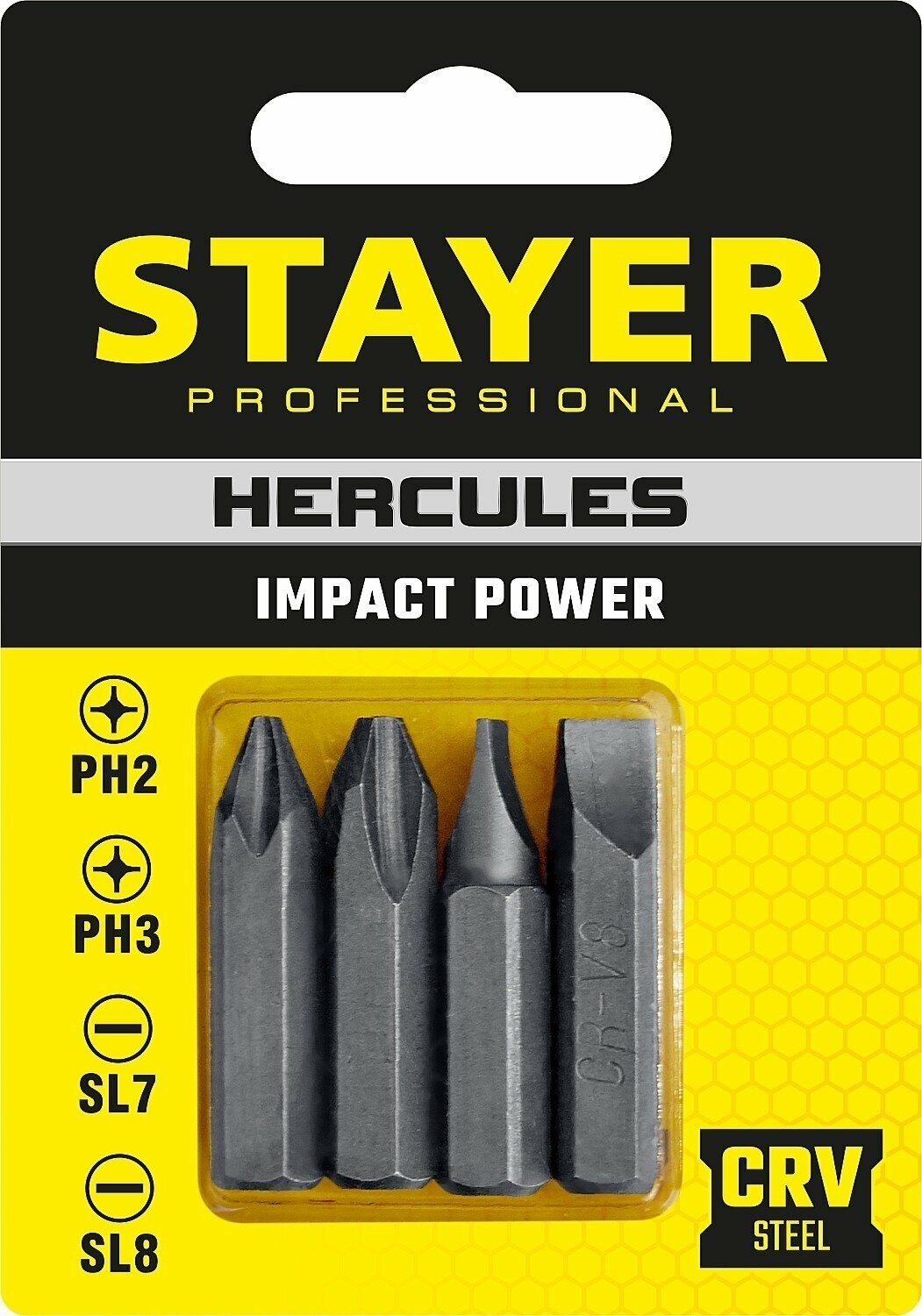 Биты STAYER HERCULES 25667-S4_z01 для ударной отвертки 4 шт 36 мм