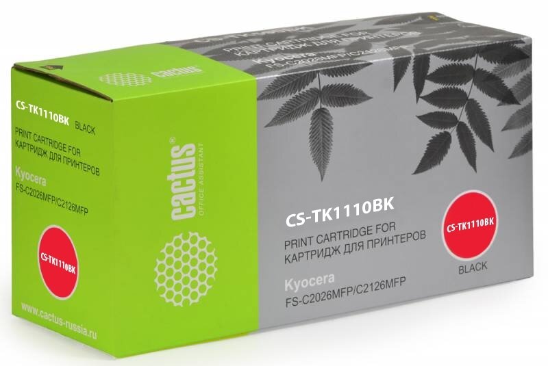 Тонер Картридж Cactus CS-TK1110BK черный для Kyocera Mita FS 1020MFP/1040/1120MFP (2500стр.)