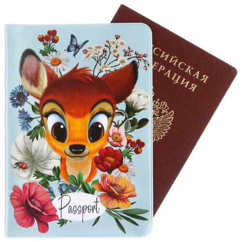 Обложка для паспорта Disney Паспортная обложка, голубой, бежевый