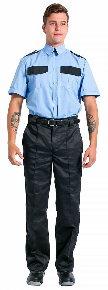 Рубашка охранника с коротким рукавом мужская, голубой, 45; 170-176, шт