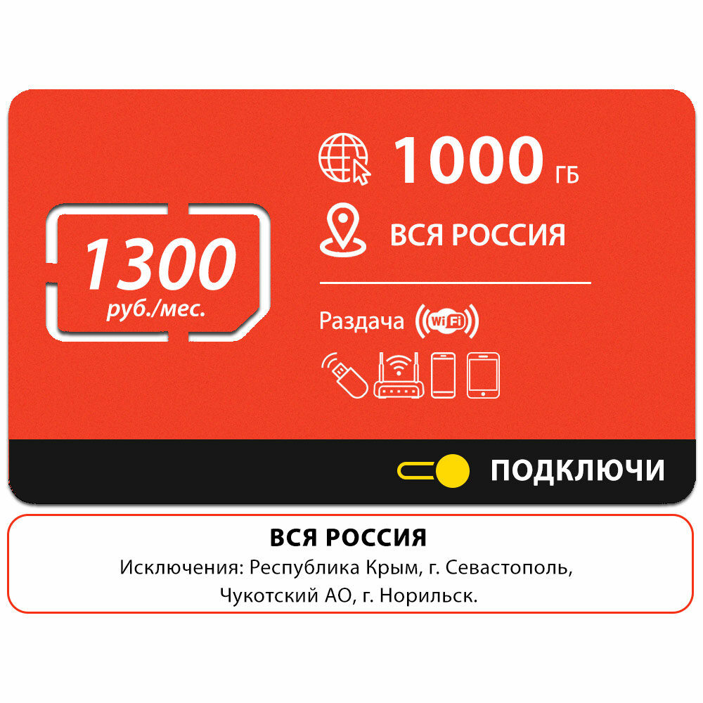 Безлимитный интернет - 1000 Гб по всей России за 1300 руб./мес. 4G, LTE для смартфона, планшета, модема и роутера — фото 3