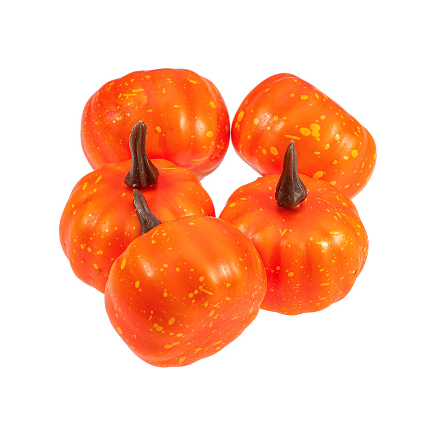 Искусственные овощи для декора "Тыква" 32х46 мм оранжевая / Декоративный муляж овощей 5 шт.