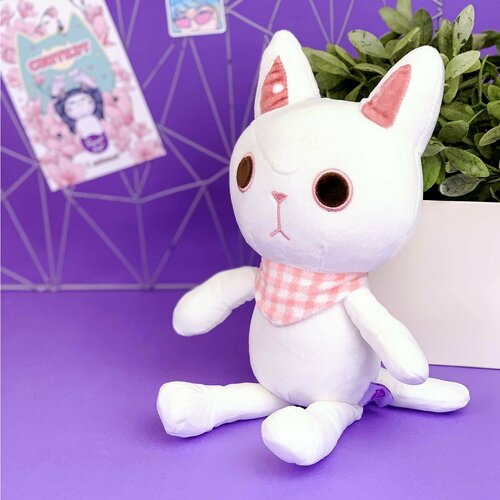 Мягкая Игрушка Плюш Белый Кот с Повязкой 32 см