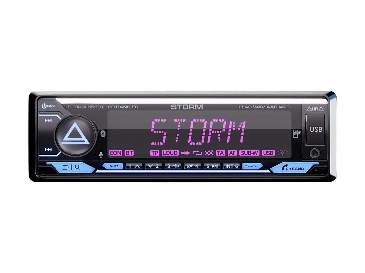AURA STORM-555BT USB/SD-ресивер 4х51W FLAC USB BT 3RCA 2-ZONE RGB ДУ