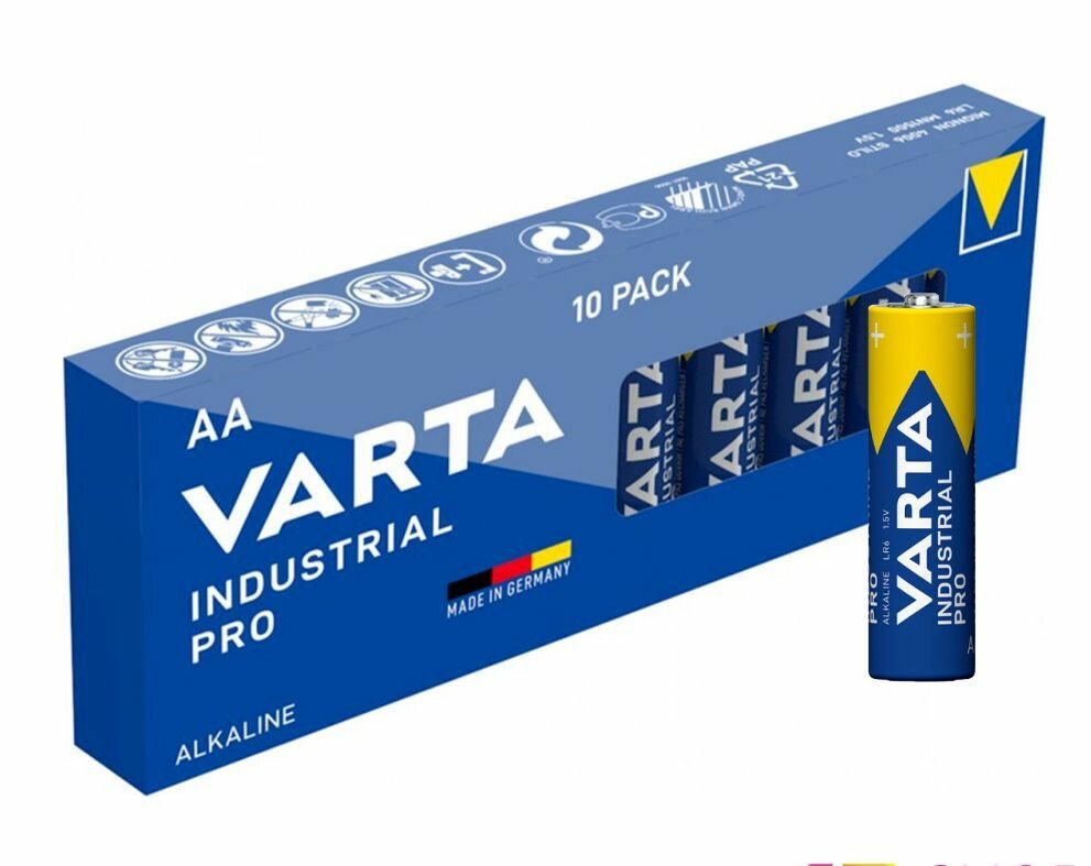 Батарейки VARTA Industrial Pro AA 10 шт пальчиковые, 1,5 v