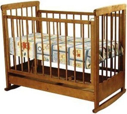 фото Детская кроватка Машенька С-277 колесо-качалка с ящиком, красно-коричневый ПА