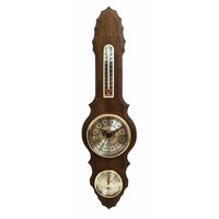Метеостанция настенная деревянная механическая домашняя барометр термометр смич БМ71 часы массив дерева размер 14х51х4см