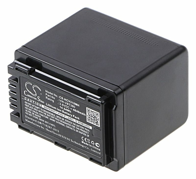 Аккумулятор Cameron Sino для видеокамер Panasonic HC-VX980, HC-V380, HC-VXF990, HC-V800, HC-V710, HC-V730, p/n: VW-VBT190, VW-VBT380, VW-VBY100, 4040мАч